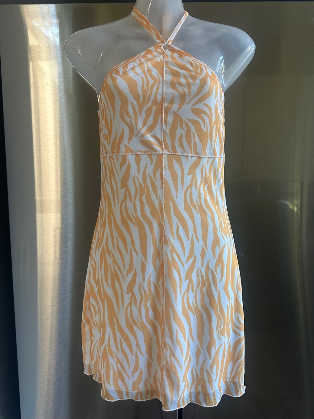 NWT Bobbi Rocco LA Mimosa Mini Dress Yellow Zebra Print Halter Mini Dress 🤩